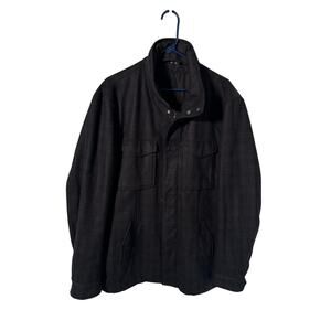Elie Tahari Mens Wool Coat Winter Charcoal Grey Windowpane Size XL Luxury